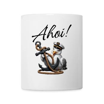 Ohé! Drôle de mouette avec ancre - Mug blanc - blanc - Devant