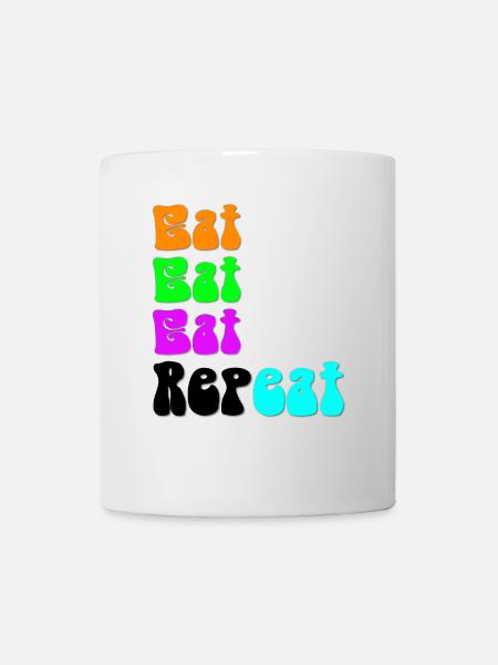 eat repeat - Tasse - Weiß