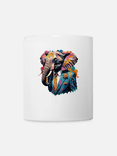 Elefant im Anzug - Tasse - Weiß