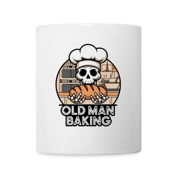 Lustiger Bäcker Skull mit Brot. Alter Mann backt - Tasse - Weiß - Vorne