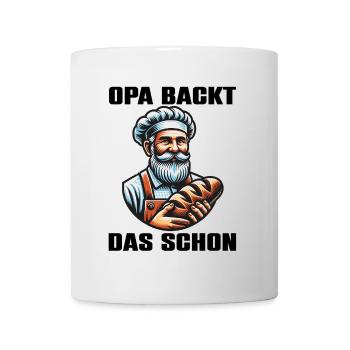Opa backt das schon - Bäcker mit Broten - Tasse - Weiß - Vorne