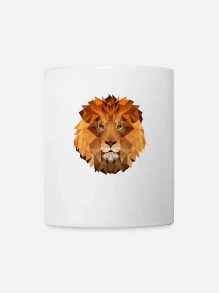 Low Poly Art Löwe König des Tieres Mächtig - Tasse - Weiß