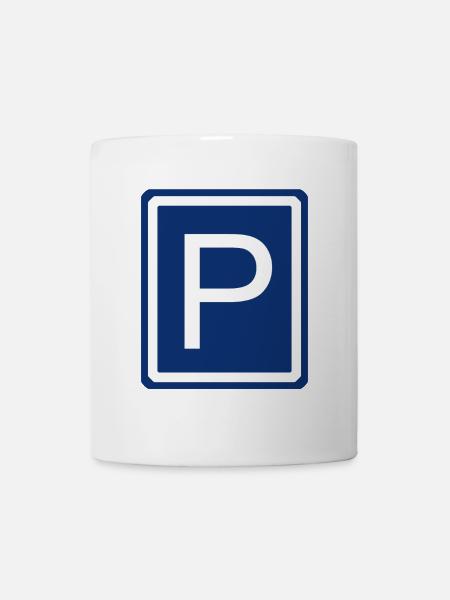 Parking Voiture Garage Parking Baie de stationnement Panneau de signalisation - Mug blanc - blanc