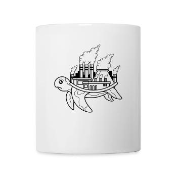 Schildkröte - Fabrik, Rauch, Smog Luft, Tierschutz - Tasse - Weiß - Vorne