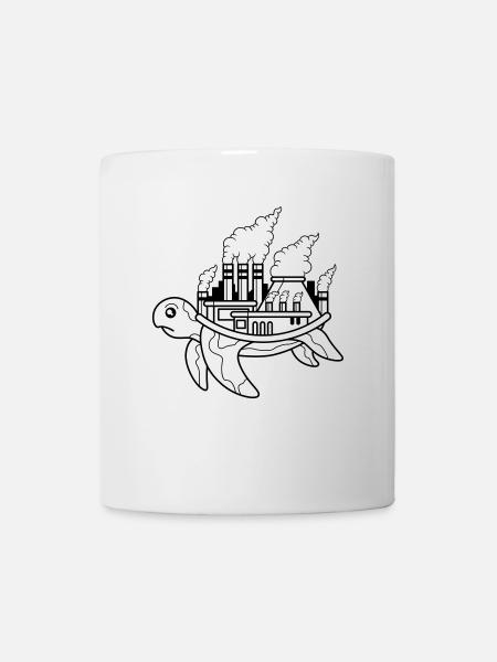 Turtle factory, smoke, smog air, animal welfare - Mug - white