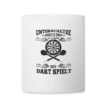 Dart alter Mann unterschätze niemals - Tasse - Weiß - Vorne