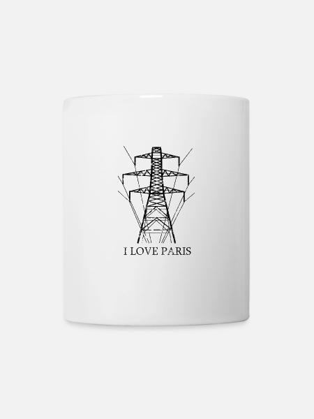 Paris Strommast I Love Paris Parodie - Tasse - Weiß