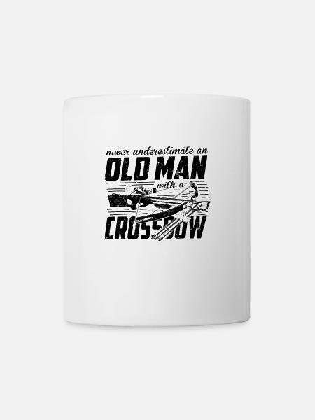 Crossbow never underestimate an old man - Mug - white