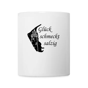 Amrum Urlaub Glück schmeckt salzig - Tasse - Weiß - Vorne
