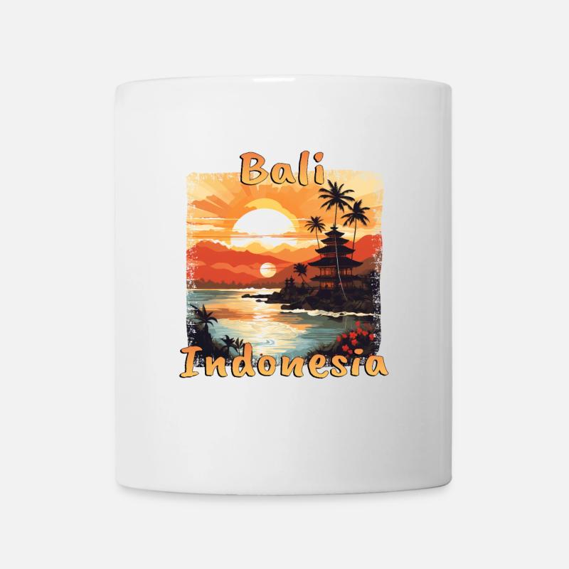 Coucher de soleil à Bali : vacances à la plage grunge - Mug blanc - blanc