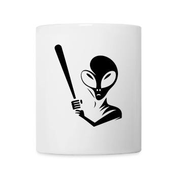 Alien Baseball Player Silhouette Minimalist - Mug - white - Front