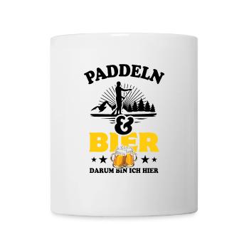 Paddeln & Bier - darum bin ich hier - SUP Spruch - Tasse - Weiß - Vorne