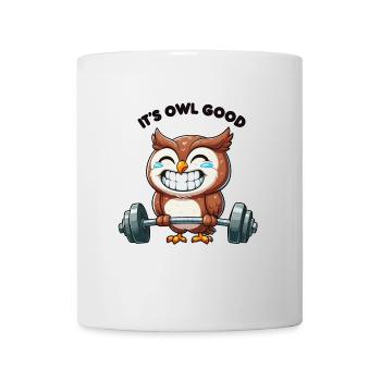 Starke Eule Gewichtheber Fitness Sportlich - Tasse - Weiß - Vorne