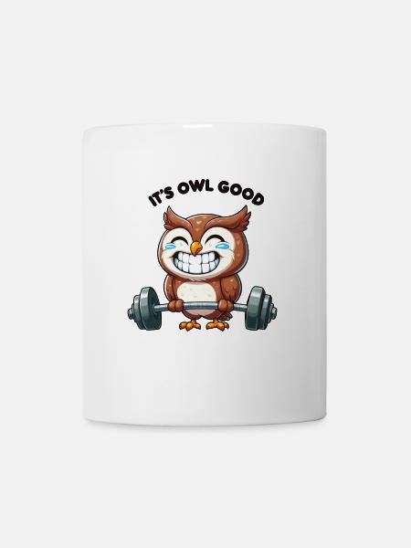 Starke Eule Gewichtheber Fitness Sportlich - Tasse - Weiß