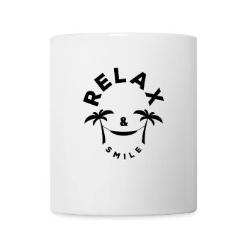 Relax & Smile, Sommer - Sonne - Urlaub - Tasse - Weiß - Vorne