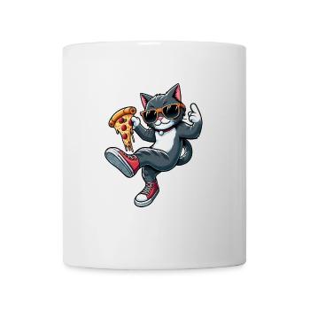 Dancing Cat Pizza Cool Pizza Lover Cartoon - Mug - white - Front