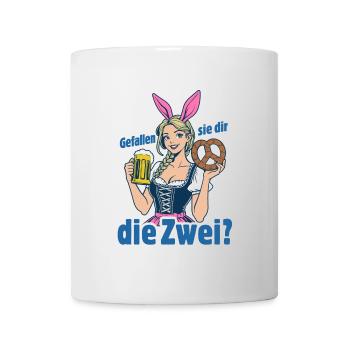 Gefallen sie dir, die Zwei? Dirndl Bier & Bretzen - Tasse - Weiß - Vorne
