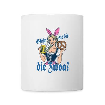 Gefallen sie dir, die Zwei? Dirndl Bier & Bretzen - Tasse - Weiß - Vorne