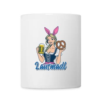 Lausmadl - Madl im Dirndl - Bier und Bretzel - Tasse - Weiß - Vorne