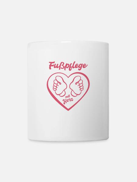 Füße - Fußpflege mit Herz - Podologin - Spruch - Tasse - Weiß