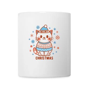Meowy Christmas - Geschenk mit Katze - Tasse - Weiß - Vorne