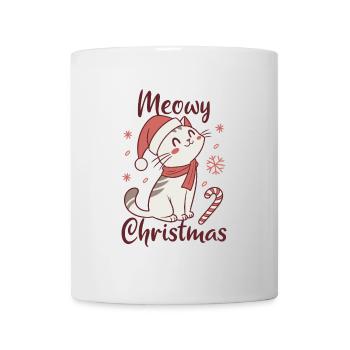 Meowy Christmas - Geschenk mit Katze - Tasse - Weiß - Vorne