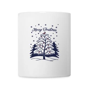 Joyeux Noël - Arbre de Noël et oiseau - Mug blanc - blanc - Devant