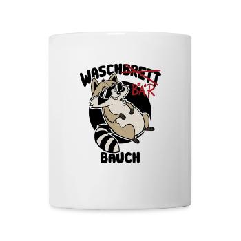 Waschbär Bauch - Waschbrett Bauch Geschenk - Tasse - Weiß - Vorne