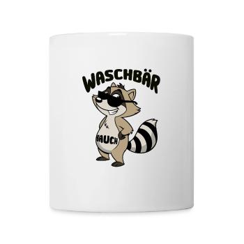 Waschbär Bauch - Waschbrett Bauch Cartoon - Tasse - Weiß - Vorne