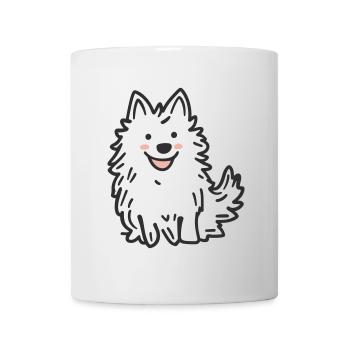 Cute Fluffy Dog - Happy Samoyed Illustration - Mug - white - Front