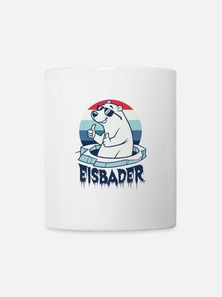 Eisbaden Eisbad Winterbader Cartoon - Tasse - Weiß