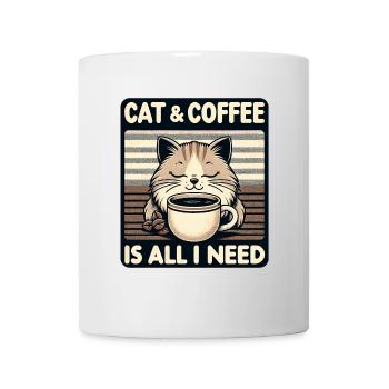 Le chat et le café sont tout ce dont j’ai besoin - Mug blanc - blanc - Devant