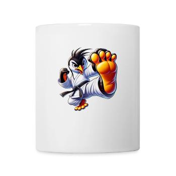 Mignon Pingouin Karaté Kick Dessin animé Arts Martiaux - Mug blanc - blanc - Devant