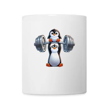 Cute Penguin Fitness Dumbbell Comic Workout - Mug - white - Front