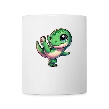 Dancing T-Rex on one leg Balancing dinosaur - Mug - white - Front