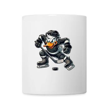 Cool Cartoon Duck Hockey Player Field - Mug - white - Front