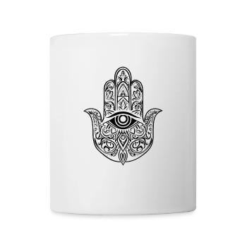 Hamsa - Hand der Fatima - Schutz und Segen - Tasse - Weiß - Vorne