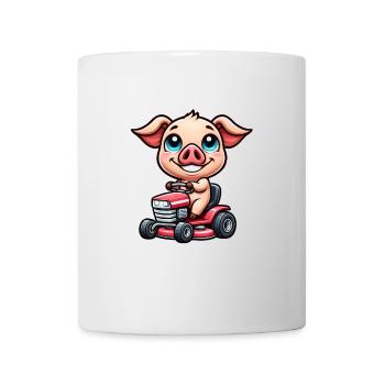cochon sur tracteur horticulture tondeuse à gazon amusant - Mug blanc - blanc - Devant