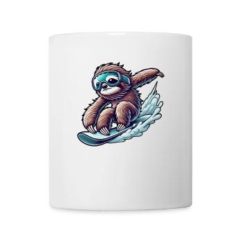 Cute Sloth Snowboard Cartoon Winter Sports - Mug - white - Front