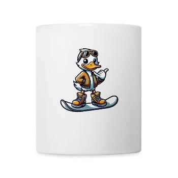 Comic Ente Snowboarden Winter Wintersport - Tasse - Weiß - Vorne
