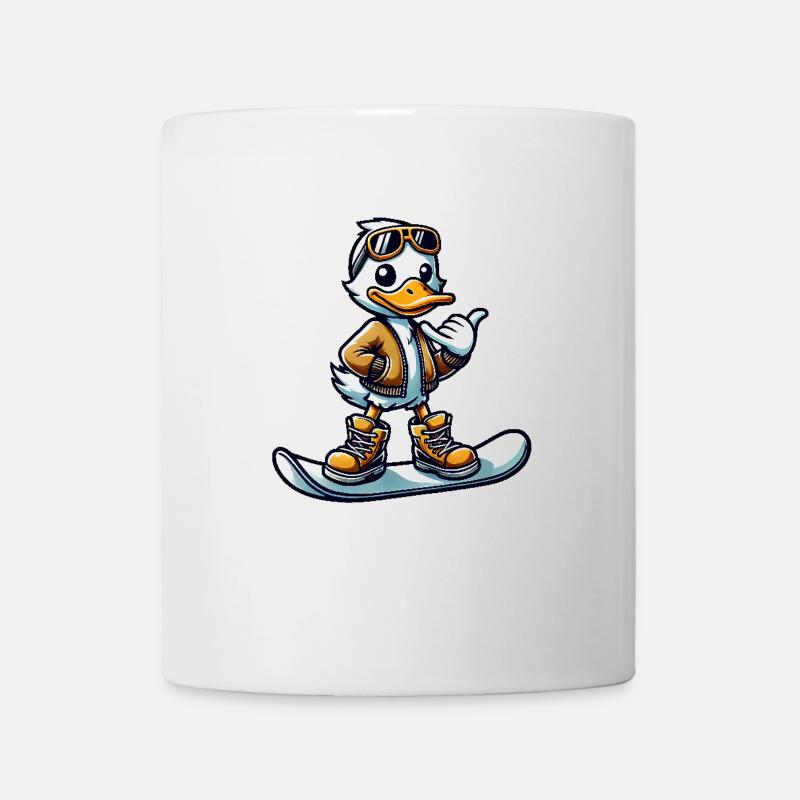 Comic Ente Snowboarden Winter Wintersport - Tasse - Weiß