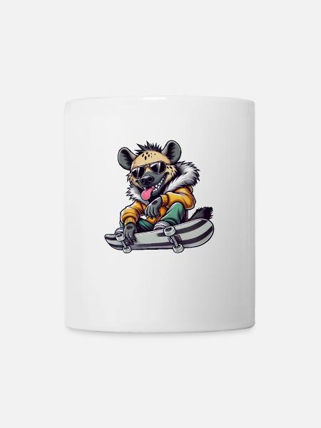 Lustige Hyäne Skateboard Comic Stil - Tasse - Weiß