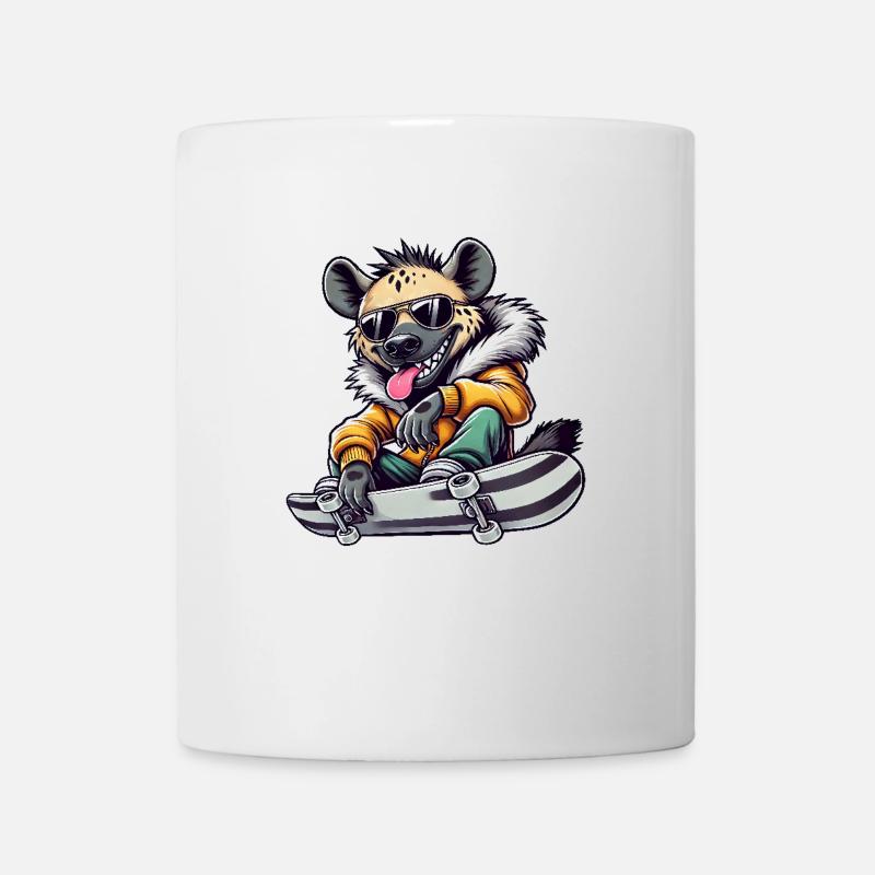 Lustige Hyäne Skateboard Comic Stil - Tasse - Weiß