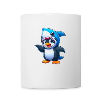 Lustiger Pinguin Hai Karneval Cartoon - Tasse - Weiß - Vorne
