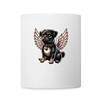 Elegant Pug Dog with Angel Wings Heart - Mug - white - Front