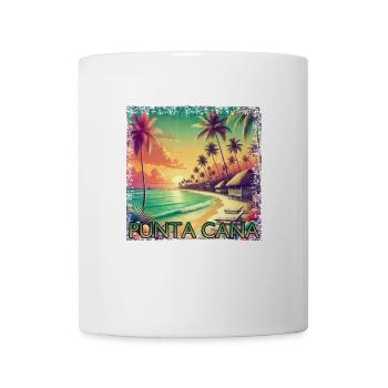 Punta Cana Karibik Palmen Sonnenuntergang Grunge - Tasse - Weiß - Vorne