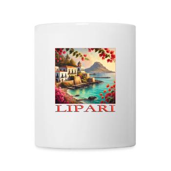 Lipari Vulkan Mittelmeer Terrakotta Urlaub - Tasse - Weiß - Vorne
