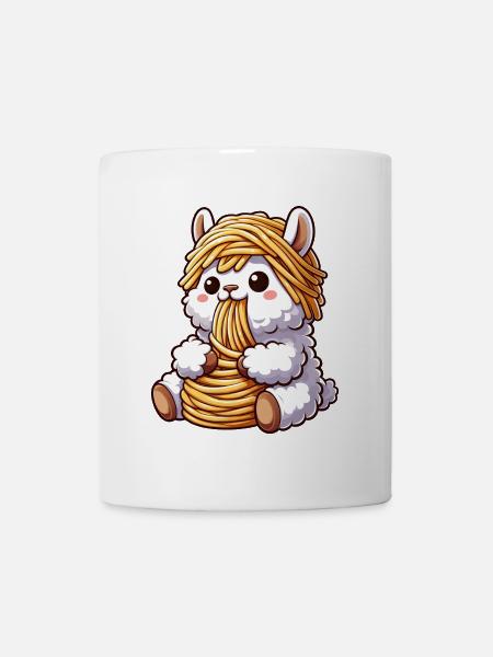 Lustige Lama Spaghetti italienisch Tollpatsch - Tasse - Weiß