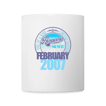 Großartig seit Februar 2007 18. Geburtstag Spruch - Tasse - Weiß - Vorne