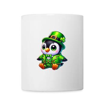 Dessin animé mignon du pingouin de Saint-Patrick - Mug blanc - blanc - Devant